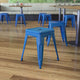 Royal Blue |#| 18 Inch Table Height Indoor Stackable Metal Dining Stool in Royal Blue-Set of 4