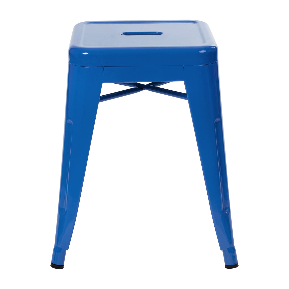 Royal Blue |#| 18 Inch Table Height Indoor Stackable Metal Dining Stool in Royal Blue-Set of 4