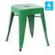 Green |#| 18 Inch Table Height Indoor Stackable Metal Dining Stool in Green-Set of 4