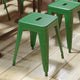 Green |#| 18 Inch Table Height Indoor Stackable Metal Dining Stool in Green-Set of 4