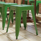 Green |#| 18 Inch Table Height Indoor Stackable Metal Dining Stool in Green-Set of 4