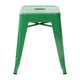 Green |#| 18 Inch Table Height Indoor Stackable Metal Dining Stool in Green-Set of 4