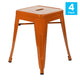 Orange |#| 18 Inch Table Height Indoor Stackable Metal Dining Stool in Orange-Set of 4