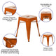 Orange |#| 18 Inch Table Height Indoor Stackable Metal Dining Stool in Orange-Set of 4