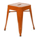 Orange |#| 18 Inch Table Height Indoor Stackable Metal Dining Stool in Orange-Set of 4