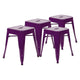 Purple |#| 18 Inch Table Height Indoor Stackable Metal Dining Stool in Purple-Set of 4