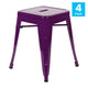 Purple |#| 18 Inch Table Height Indoor Stackable Metal Dining Stool in Purple-Set of 4