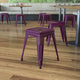 Purple |#| 18 Inch Table Height Indoor Stackable Metal Dining Stool in Purple-Set of 4