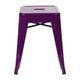 Purple |#| 18 Inch Table Height Indoor Stackable Metal Dining Stool in Purple-Set of 4