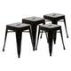 Black |#| 18 Inch Table Height Indoor Stackable Metal Dining Stool in Black-Set of 4