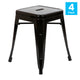 Black |#| 18 Inch Table Height Indoor Stackable Metal Dining Stool in Black-Set of 4