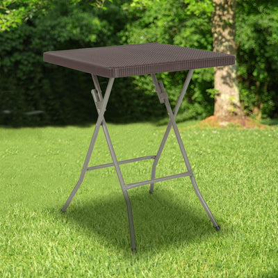 1.95-Foot Square Rattan Plastic Folding Table