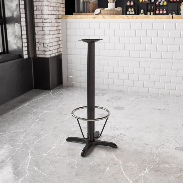 22inch x 22inch Restaurant Table X-Base with 3inch Dia. Bar Height Column & Foot Ring