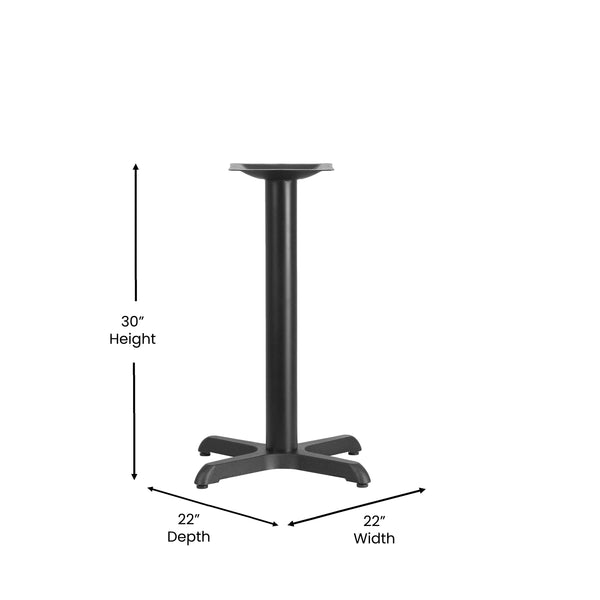 22inch x 22inch Restaurant Table X-Base with 3inch Dia. Table Height Column