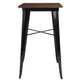 Black |#| 23.5inch Square Black Metal Indoor Bar Height Table with Walnut Rustic Wood Top