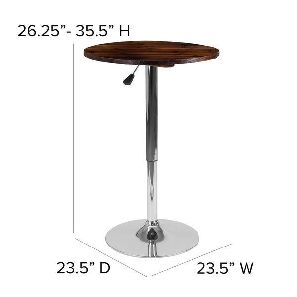 23.5inch Round Adjustable Pine Wood Table (Adjustable Range 26.25inch - 35.5inch)