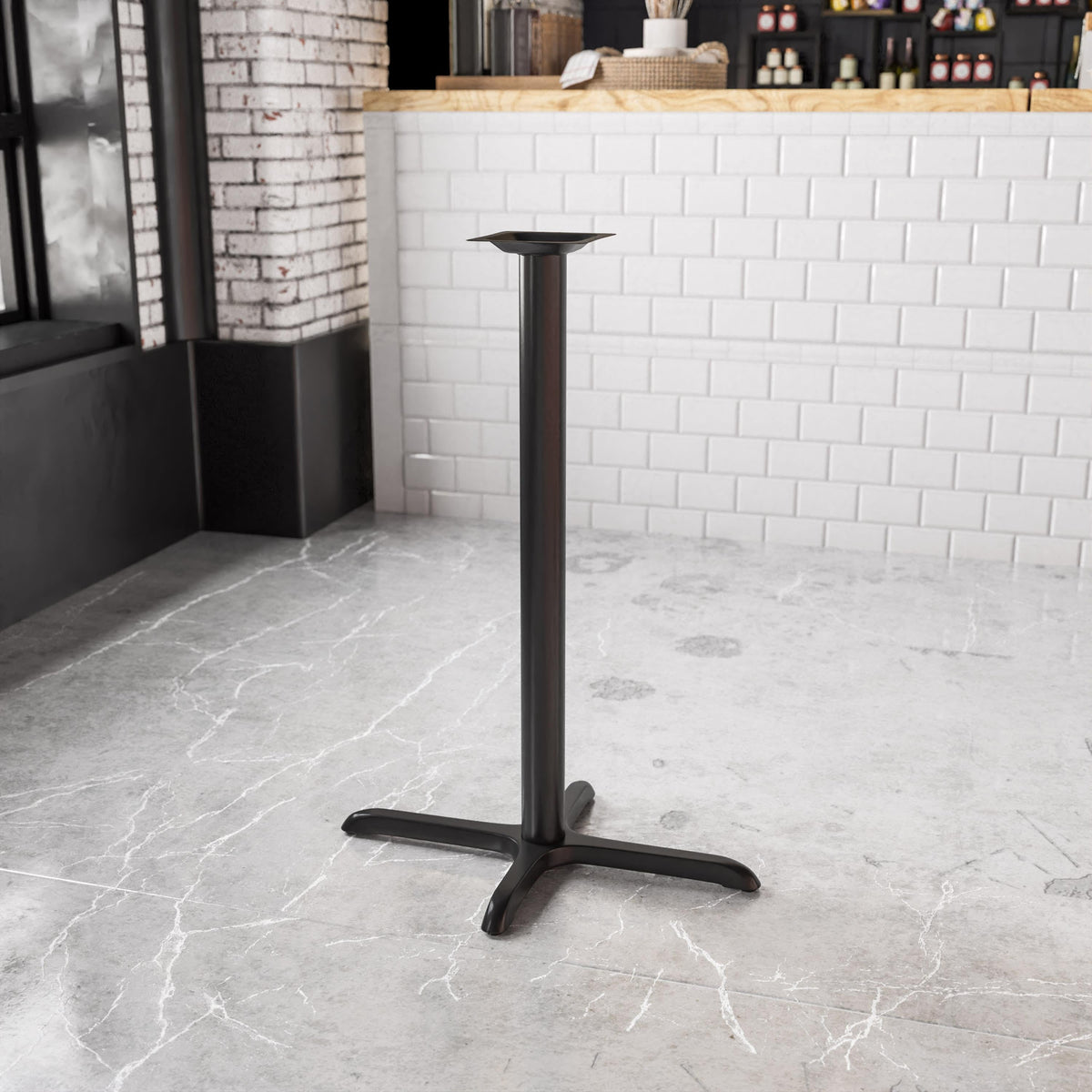 23.5inch x 29.5inch Restaurant Table X-Base with 3inch Dia. Bar Height Column