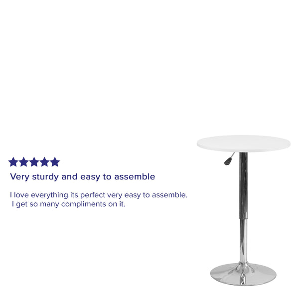 23.75inch Round Adjustable White Wood Table (Adjustable Range 26.25inch - 35.75inch)