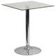 23.75inch Square Glass Table with 30inchH Chrome Base - Event and Cocktail Table