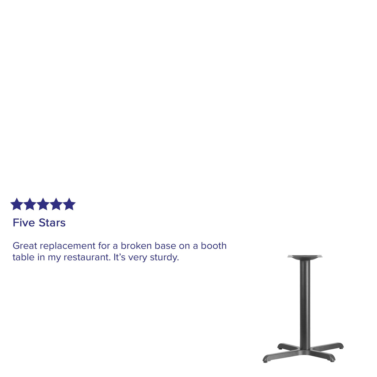 23.75inch x 30inch Restaurant Table X-Base with 3inch Dia. Table Height Column