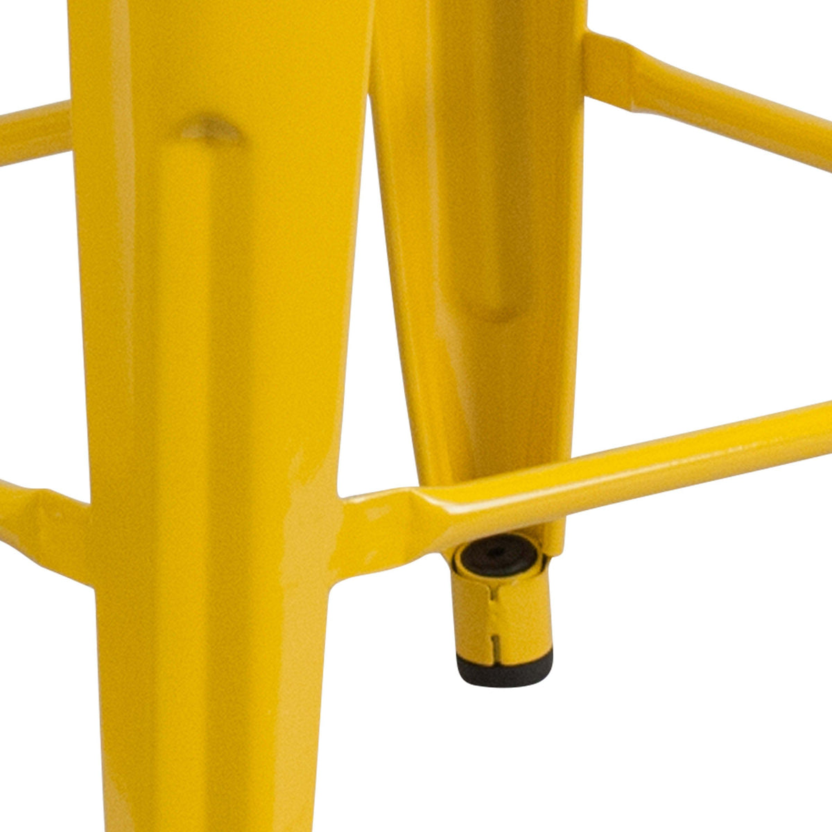 Yellow |#| 24inch High Backless Yellow Metal Counter Height Stool with Square Wood Seat