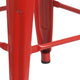 Red |#| 24inch High Backless Red Metal Counter Height Stool with Square Wood Seat