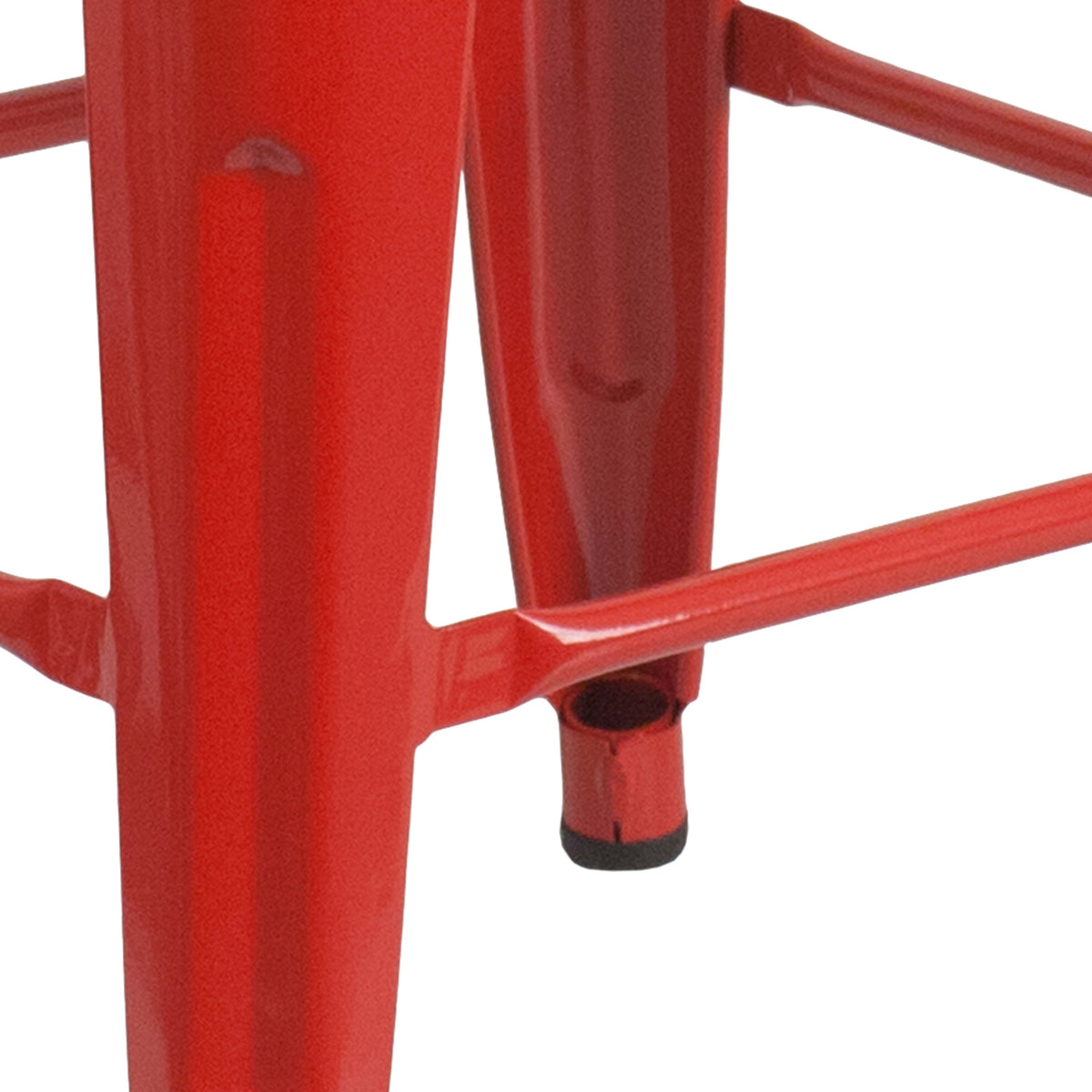 Red |#| 24inch High Backless Red Metal Counter Height Stool with Square Wood Seat