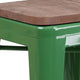 Green |#| 24inch High Backless Green Metal Counter Height Stool with Square Wood Seat