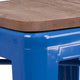 Blue |#| 24inch High Backless Blue Metal Counter Height Stool with Square Wood Seat