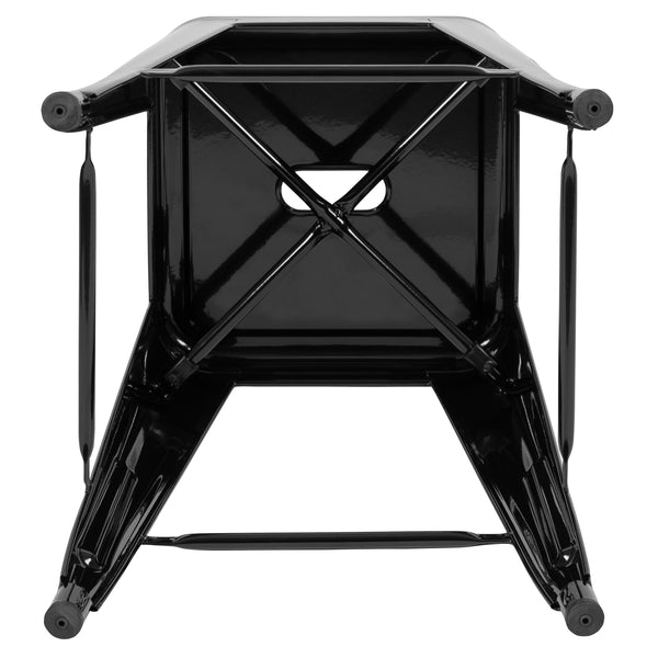 Black |#| 4 Pack 24inch High Metal Indoor Counter Bar Stool - Stackable Stool, Black