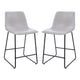 Light Gray |#| Set of 2 Kitchen Counter Height Stool - 24 Inch Light Gray LeatherSoft Barstool