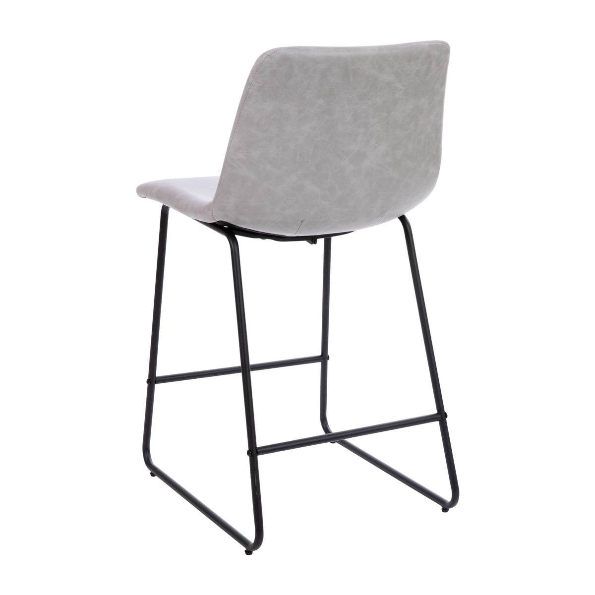 Light Gray |#| Set of 2 Kitchen Counter Height Stool - 24 Inch Light Gray LeatherSoft Barstool