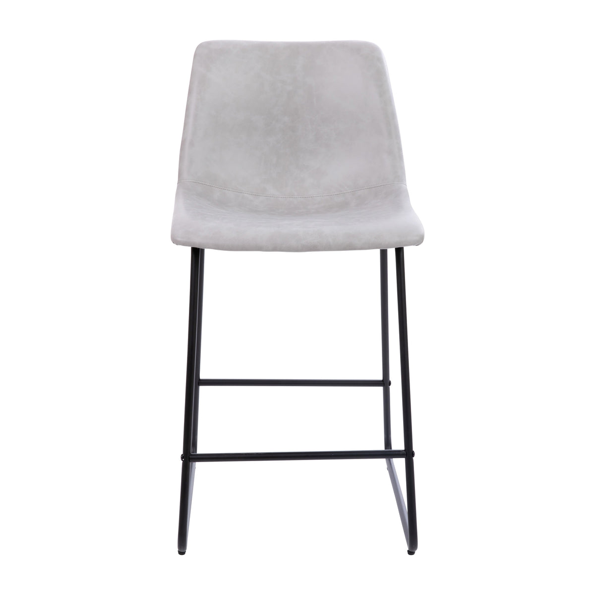 Light Gray |#| Set of 2 Kitchen Counter Height Stool - 24 Inch Light Gray LeatherSoft Barstool