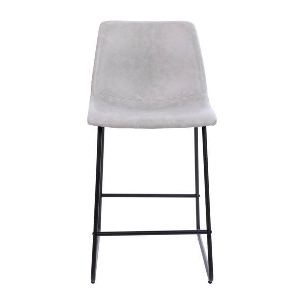 Light Gray |#| Set of 2 Kitchen Counter Height Stool - 24 Inch Light Gray LeatherSoft Barstool