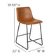 Light Brown |#| Set of 2 Kitchen Counter Height Stool - 24 Inch Light Brown LeatherSoft Barstool