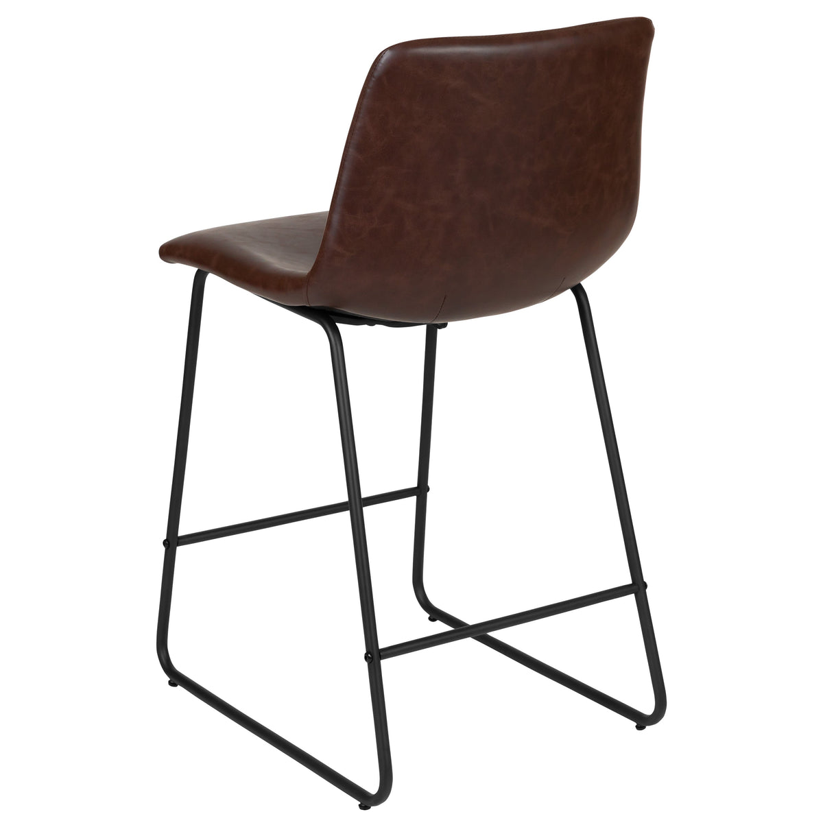 Dark Brown |#| Set of 2 Kitchen Counter Height Stool - 24 Inch Dark Brown LeatherSoft Barstool