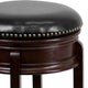 Cappuccino |#| 24inch High Backless Cappuccino Stool with Carved Apron & Black LeatherSoft Seat