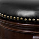 Cappuccino |#| 24inch High Backless Cappuccino Stool with Carved Apron & Black LeatherSoft Seat