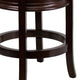 Cappuccino |#| 24inch High Backless Cappuccino Stool with Carved Apron & Black LeatherSoft Seat