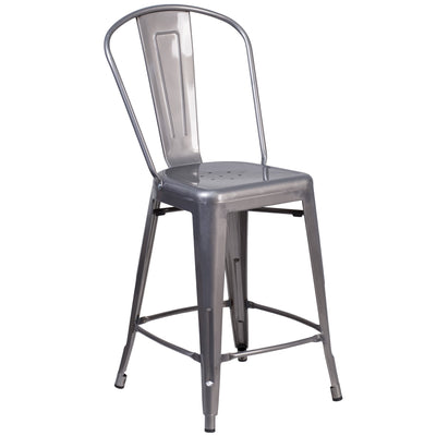 24'' High Indoor Counter Height Stool with Back