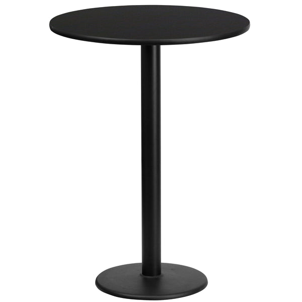 Black |#| 24inch Round Black Laminate Table Top with 18inch Round Bar Height Table Base