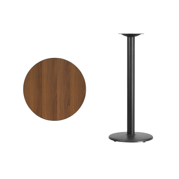 Natural |#| 24inch Round Natural Laminate Table Top with 18inch Round Bar Height Table Base