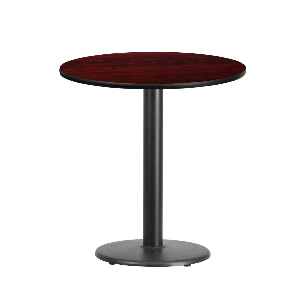 Mahogany |#| 24inch Round Mahogany Laminate Table Top with 18inch Round Table Height Base