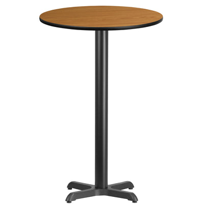 24'' Round Laminate Table Top with 22'' x 22'' Bar Height Table Base