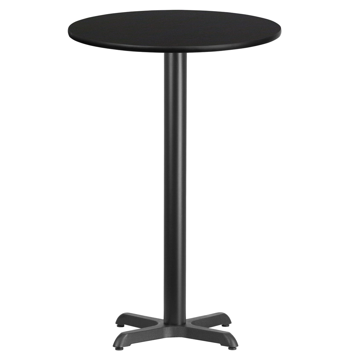 Black |#| 24inch Round Black Laminate Table Top with 22inch x 22inch Bar Height Table Base