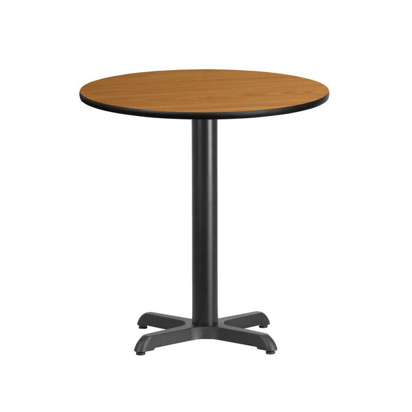 Natural |#| 24inch Round Natural Laminate Table Top with 22inch x 22inch Table Height Base