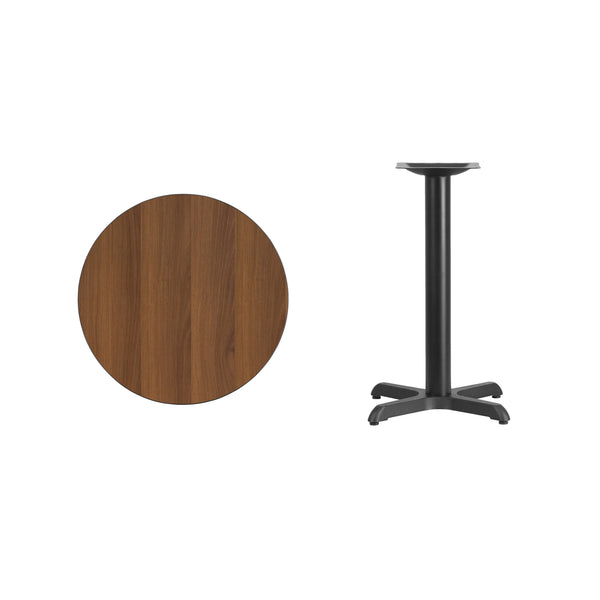 Black |#| 24inch Round Black Laminate Table Top with 22inch x 22inch Table Height Base