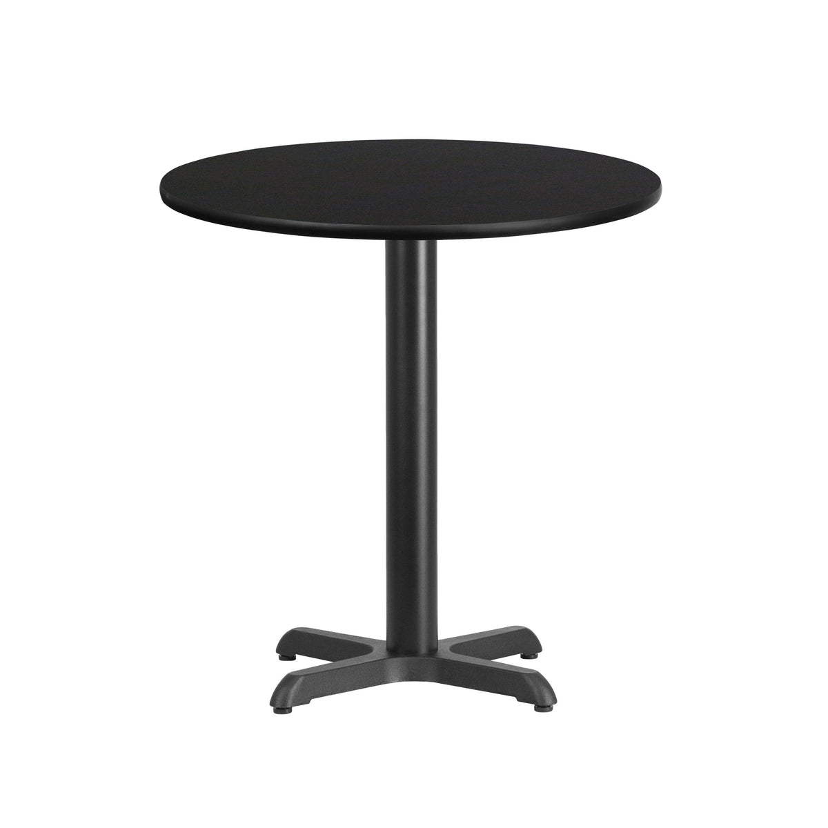 Black |#| 24inch Round Black Laminate Table Top with 22inch x 22inch Table Height Base