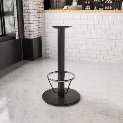 24'' Round Restaurant Table Base with 4'' Dia. Bar Height Column and Foot Ring - View 2