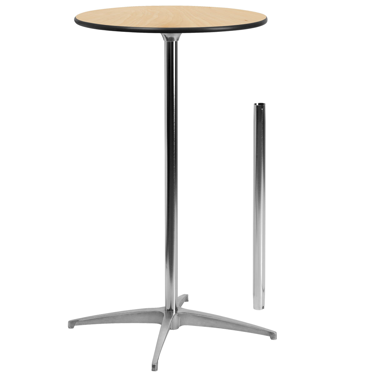 Natural |#| 24" Round Wood Cocktail Table with 30" and 42" Columns